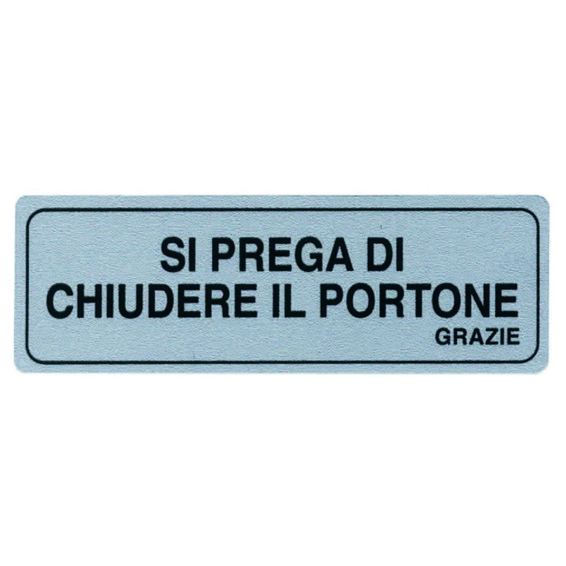 Targhetta adesiva si prega di chiudere il portone - 15x5 cm - 10 pz
