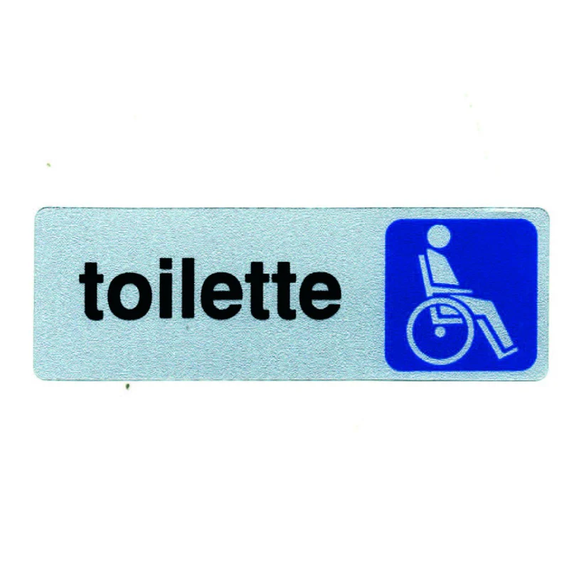Targhetta adesiva toilette disabili - 15x5 cm - segnaletica accessibile - 10 pz