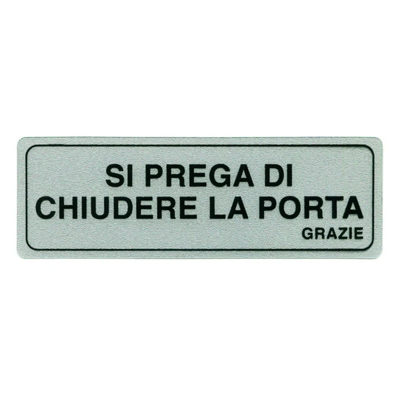 Targhetta adesiva si prega di chiudere la porta - 15x5 cm - 10 pz
