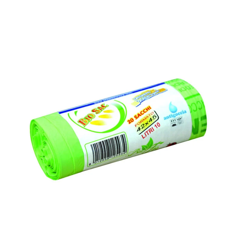 Sacco Pattumiera Biodegradabile E Compostabile - cm.42x45, rotolo pz.20