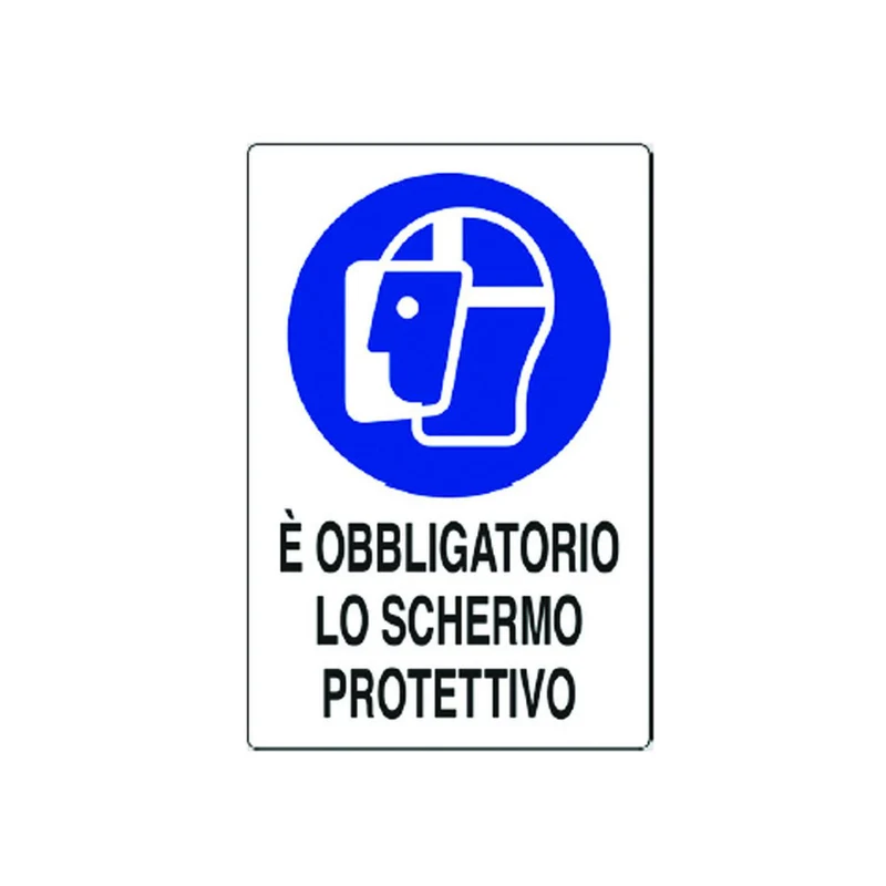 Cartello e' obbligatorio lo schermo protettivo - cm.20x30h. in plastica - 10 pz
