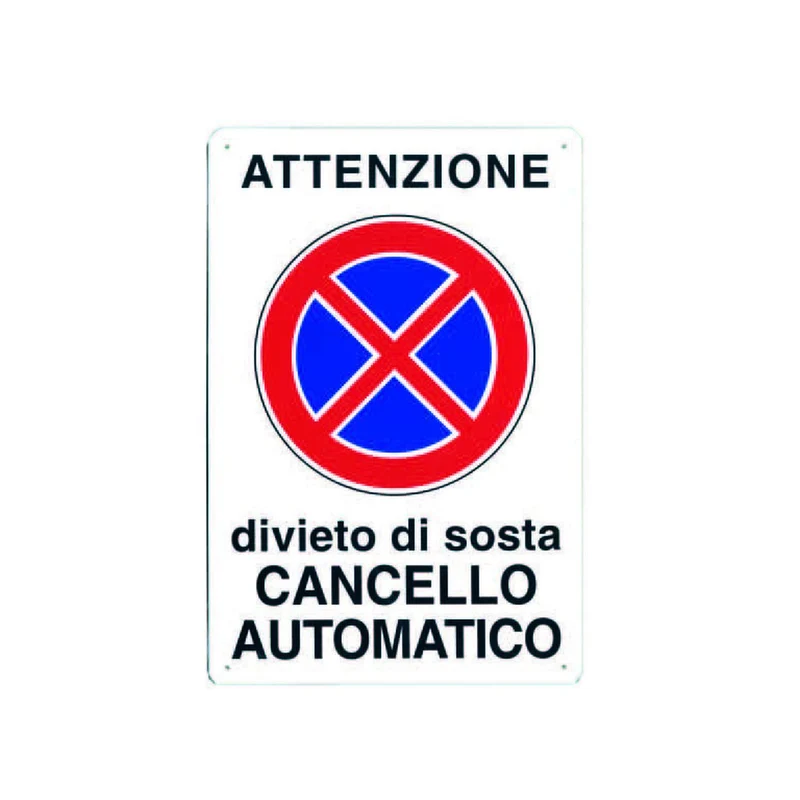 Cartello attenzione divieto di sosta cancello automatico - cm.30x20h. - 10 pz