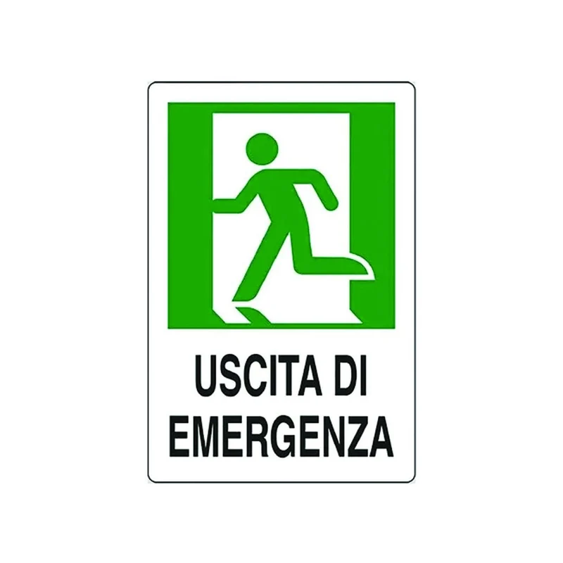 Cartello uscita di emergenza a sinistra - cm.20x30h. - 10 pz