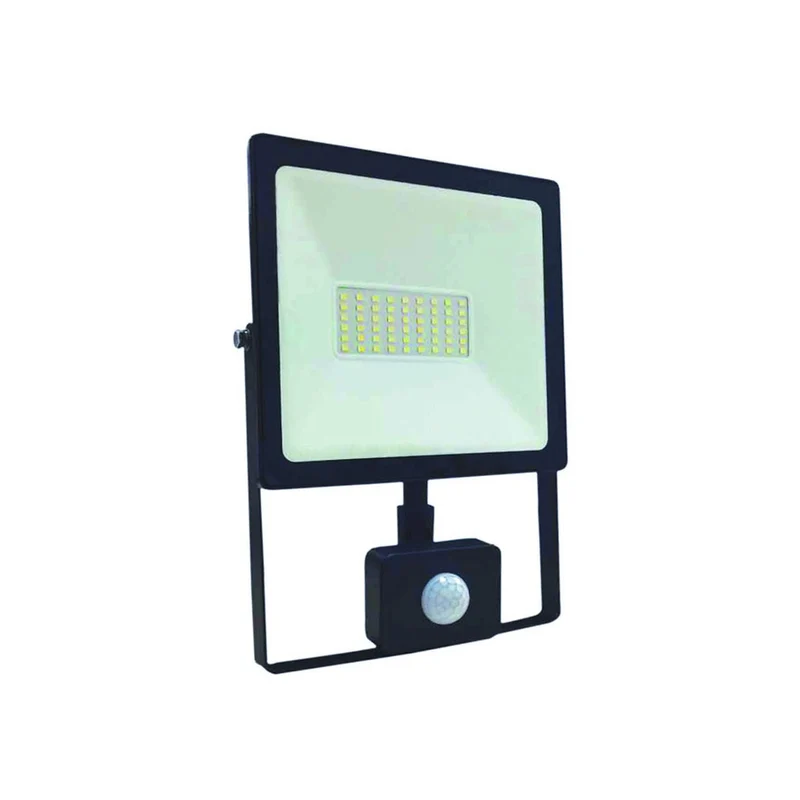 Proiettore Led Nero 50W PIR - Sensore Crepuscolare Movimento IP44 - 4000K - 4000lm