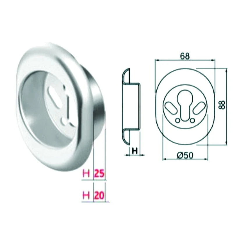 Bocchetta Antistrappo Kt523 - mm.68X88X25h ø mm.50