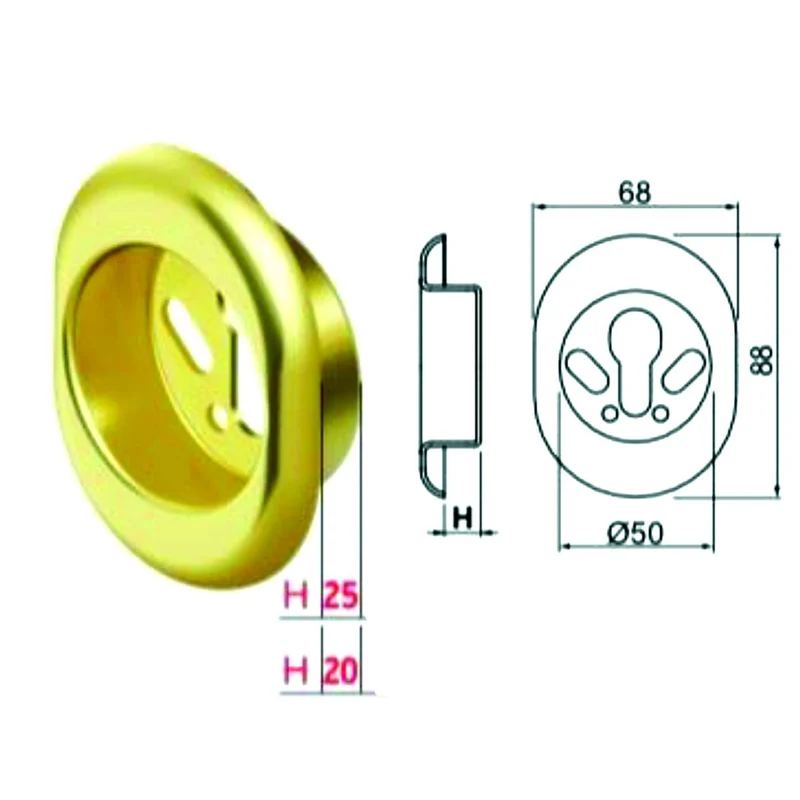 Bocchetta Antistrappo Kt523 - mm.68X88X20h ø mm.50