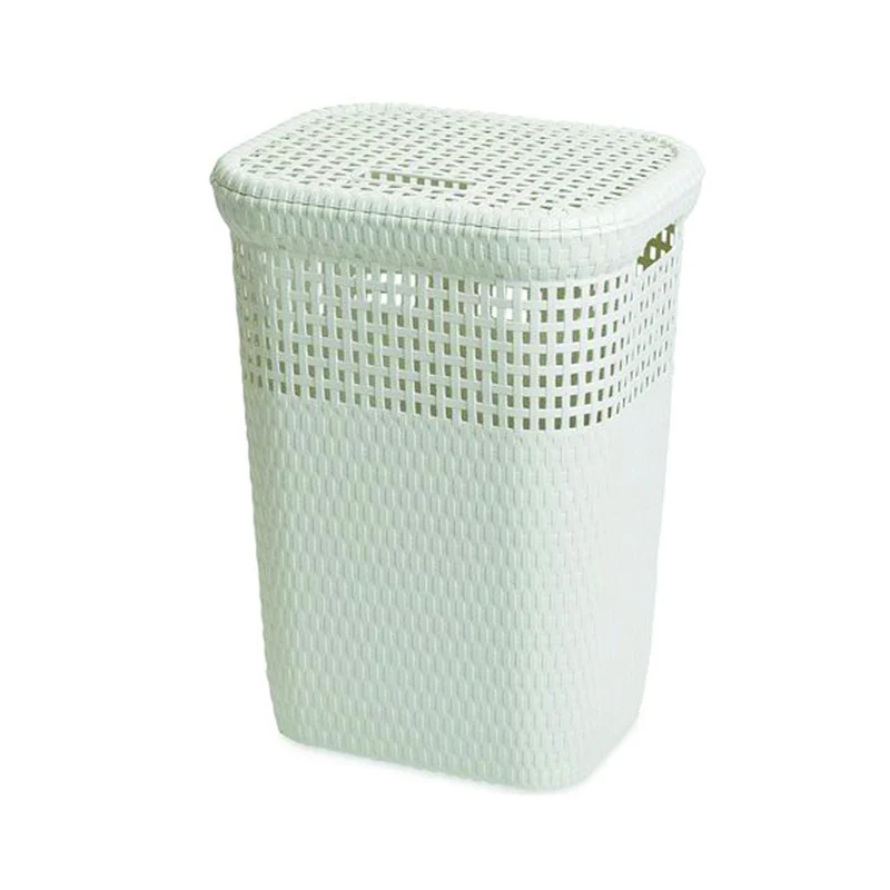Portabiancheria Bianco con Coperchio 60 Lt 42x33x58h - DEA HOME