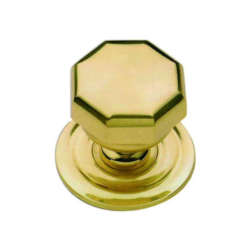 Pomolo ottagonale in ottone lucido per portoncino - Prestige Ø 70 mm