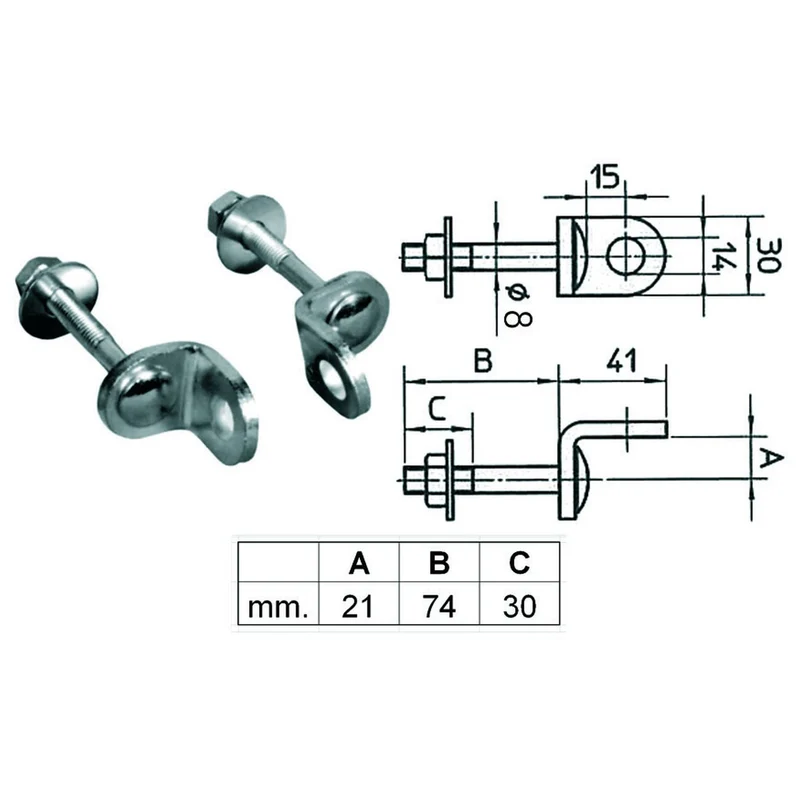 Occhioli fissi per lucchetti pal40 - (pal400062000000) - 6 bl
