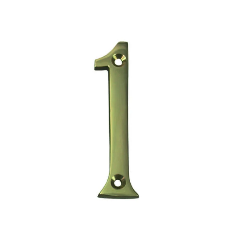 Numero civico 1 inglese in ottone lucido - 5 pz