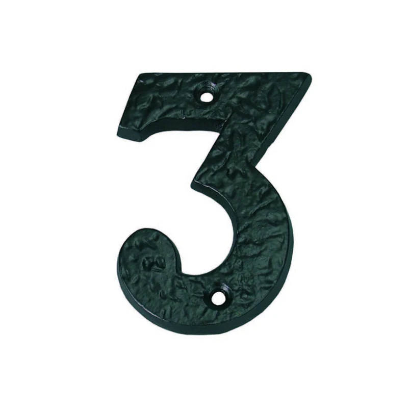 Numero civico 3 in ferro nero opaco