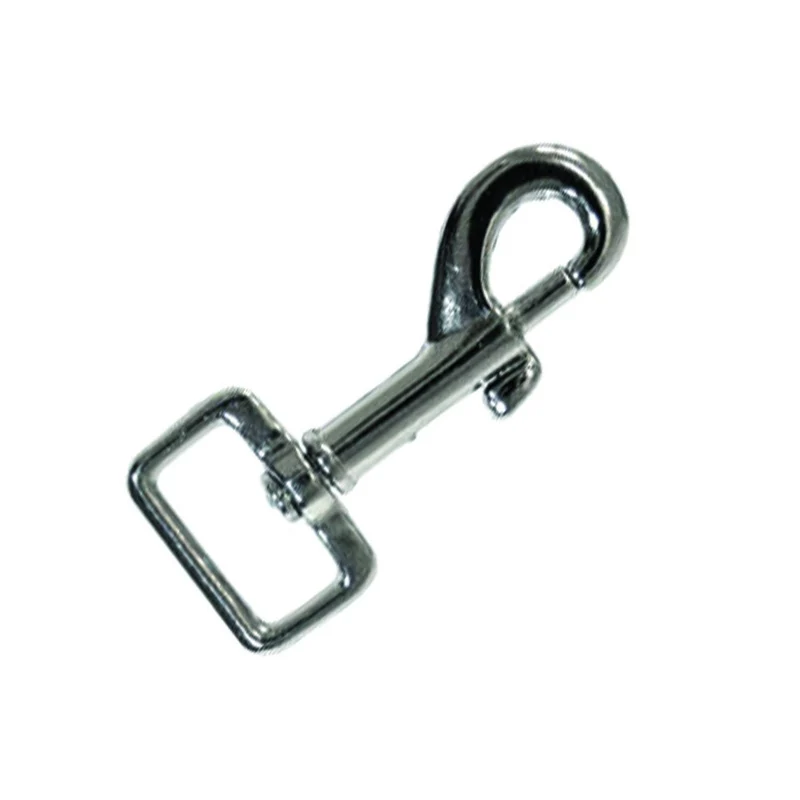 Moschettoni redine quadro con girello in zama nichelato - mm.78 con asola da mm.24 - 10 pz
