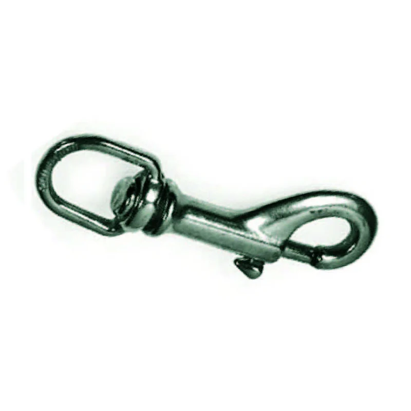 Moschettoni Redine Lungo Con Girello In Ottone Nichelato - mm.65 con asola da mm.10 - 5 pz