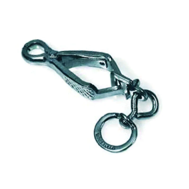 Moschettoni Per Guinzagli A Pinza In Acciaio Nichelato - mm.70 con asola da mm.14 - 5 pz