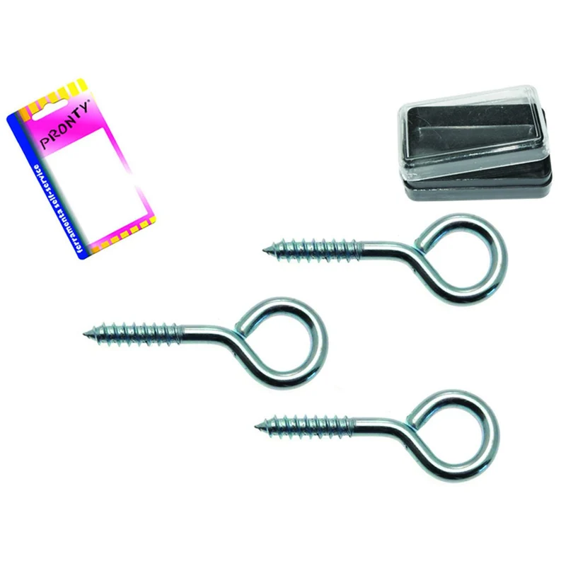 Occhiolo a vite in acciaio zincato in blister - mm.4x36, in bl.8 pz. - 12 bl