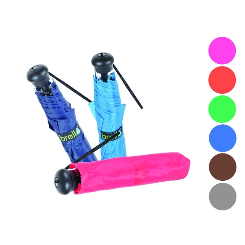 Ombrello pieghevole mini automatico 8 stecche in fibra tinta unita mco rubber- colori assortiti