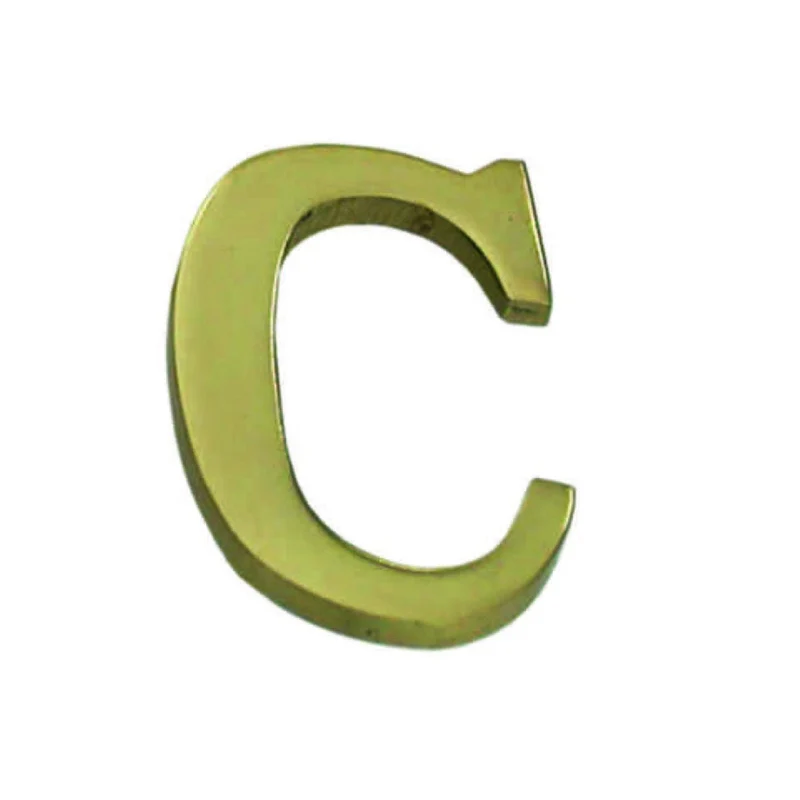 Lettera alfabeto c in ottone lucido - 5 pz