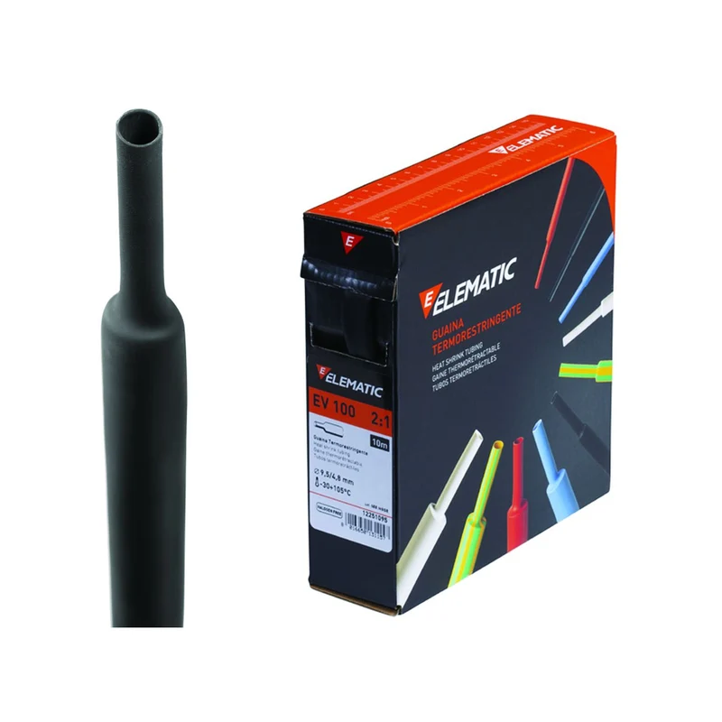 Guaina Termorestringente Nera -mm. 9,5/4,8, cf da mt.10