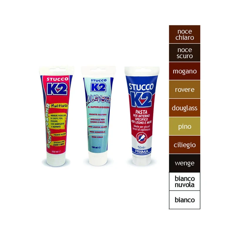 K2 Stucco In Pasta Multiuso Colorato In Tubetto - ml.150 - noce chiaro - 6 pz