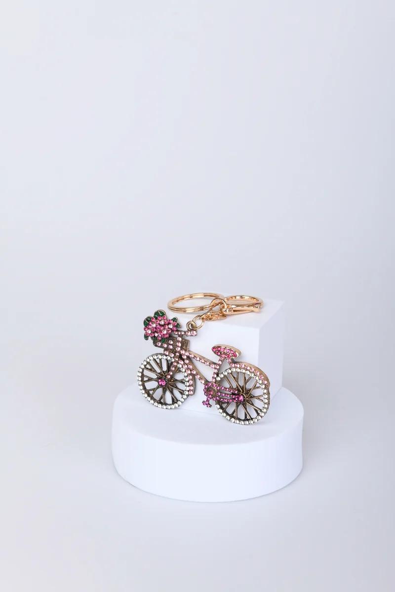 Portachiavi con bicicletta in strass