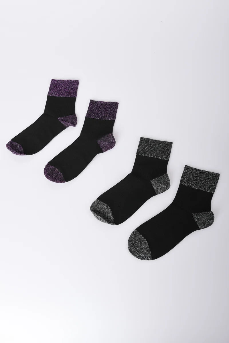 Set di due paia di calzini con lurex