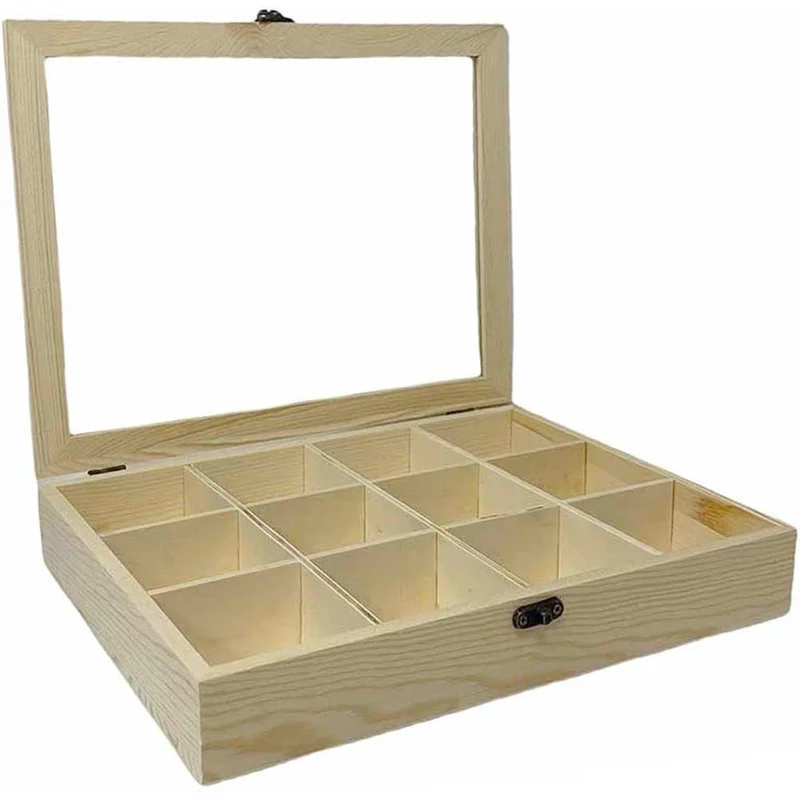 Bacheca in legno 12 posti con porta in vetro espositore x decoupage