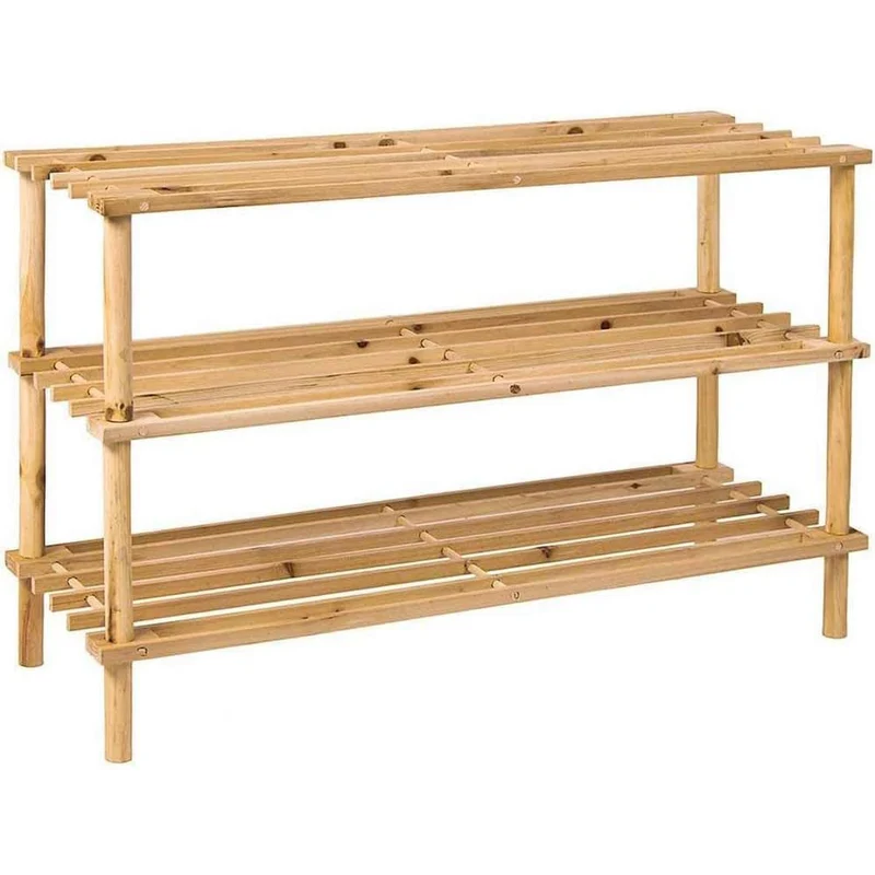 Scaffale scarpiera 3 ripiani salvaspazio impilabile in legno organizer