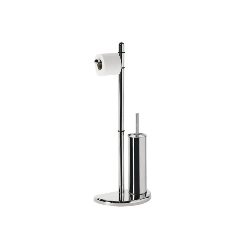 Piantana Portarotolo Carta Igienica Portascopino Cm 75 Scopino Bagno Cromo