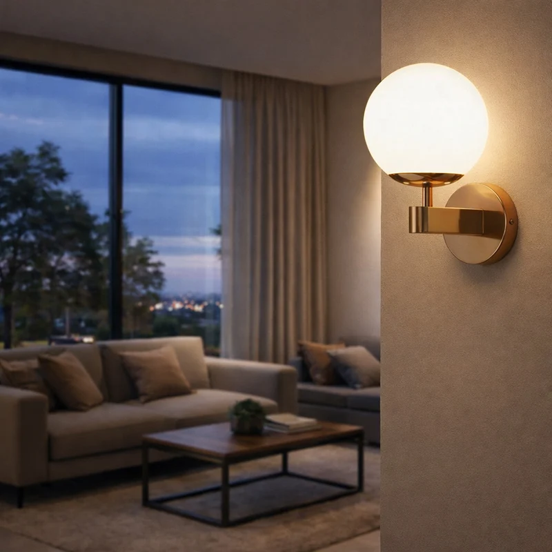 Lampada applique da parete bronzo con globo in polietilene attacco G9