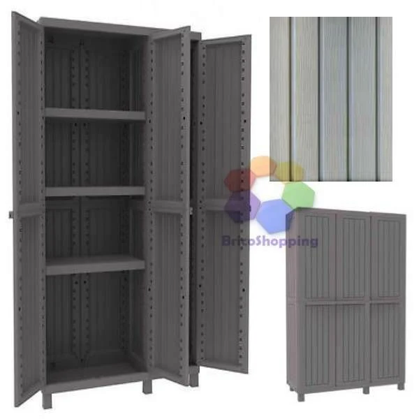 Armadio Terry Cwood 102x39x170h Tuttopiani Portascope 3 Ante Resina Effetto Legno
