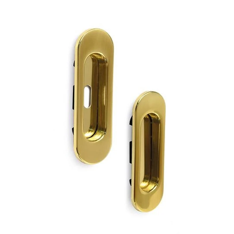 Maniglia Ovale Per Porte Scorrovole Placca Cieca e con Foro Ottone Oro Doppio sistema
