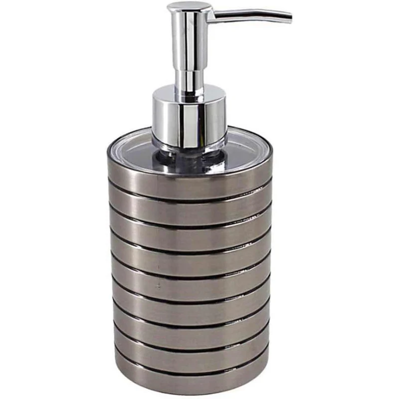 Accessori bagno a righe argento dispenser bicchiere piattino