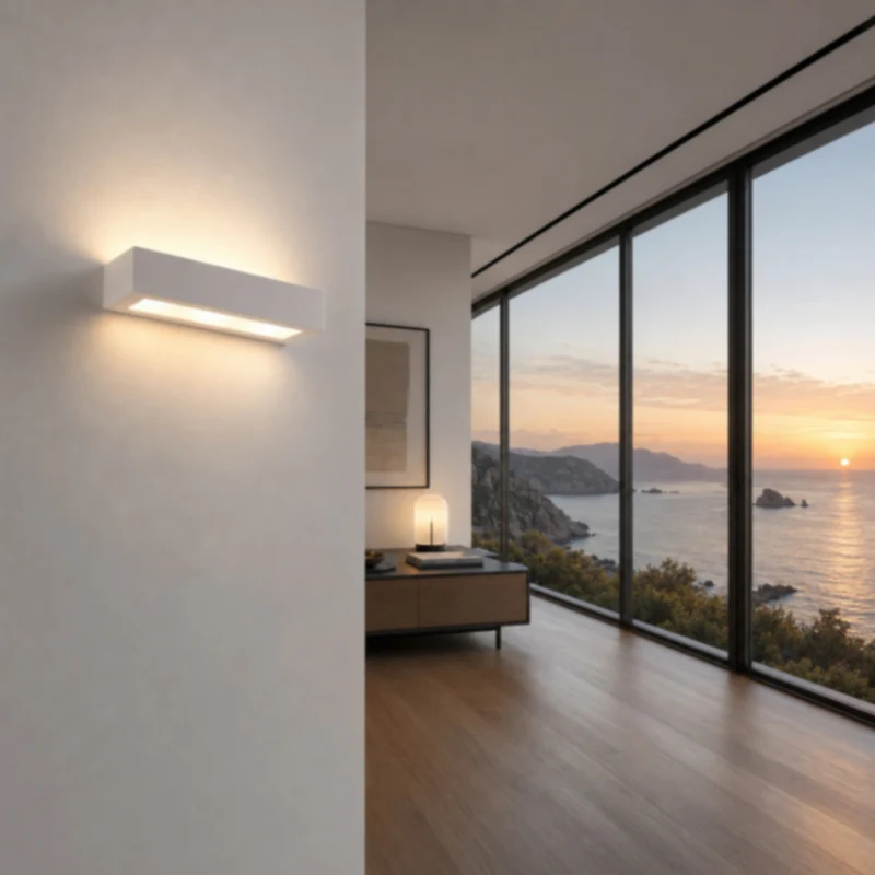Applique da parete in gesso rettangolare doppia emissione di luce E14