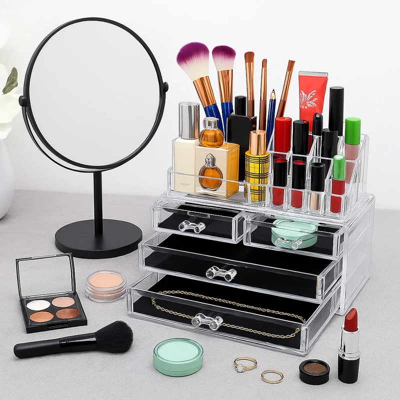 Organizer per trucchi 16 scomparti 4 cassetti porta gioielli