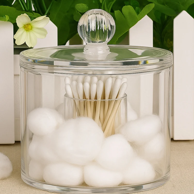 Contenitore porta cotton fioc make up organizer 2 scomparti da bagno