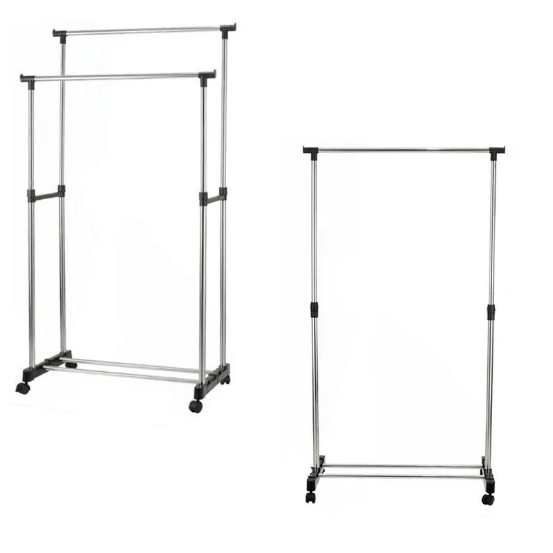 Stand appendiabiti altezza regolabile con ruote singolo e doppio