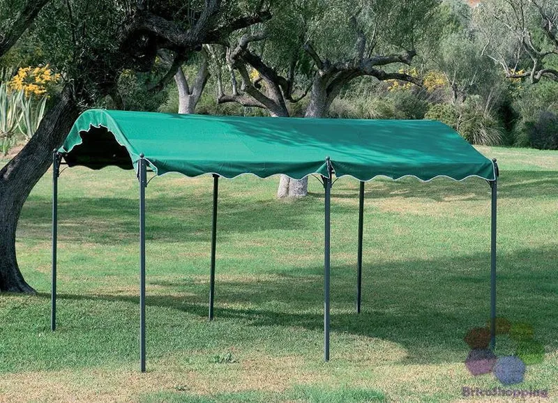 Gazebo Giardino Angolari Metallo 3x4 Carport Carpot Car Box Top Verde