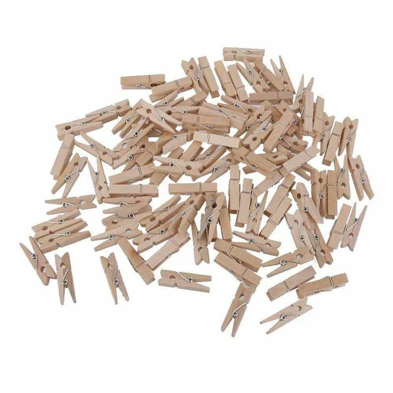 100 Mollette legno colorate e legno chiaro 3.5 cm decorazione regali