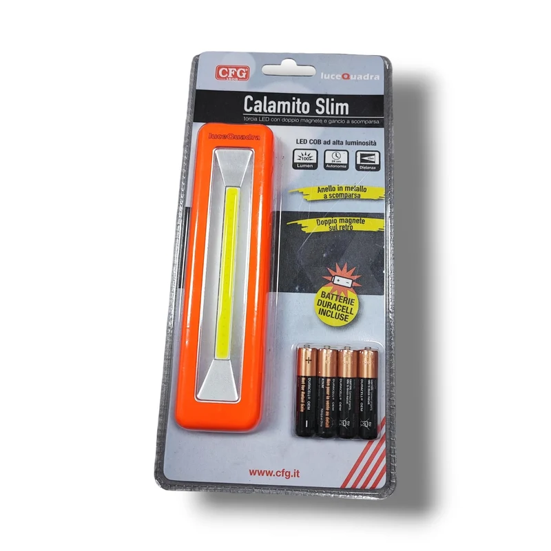 Torcia a Led Cob Pila con Magnete e Gancio Con 4 Pile Duracell Alta Luminosità