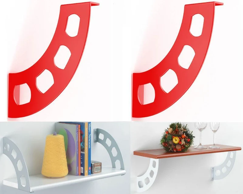 Reggimensola Design Reggi Mensola Mensole Legno Boomerang Rosso Doppio Utilizzo