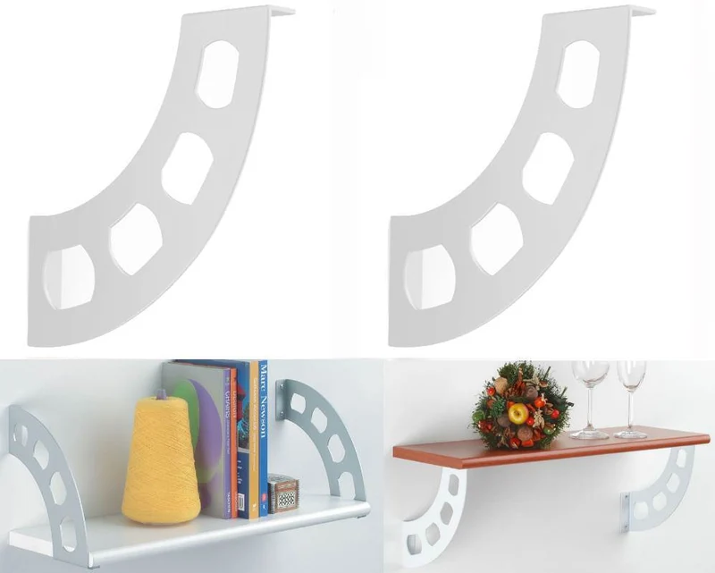 Reggimensola Design Reggi Mensola Mensole Legno Boomerang Bianco 2 Pz Doppio Utilizzo