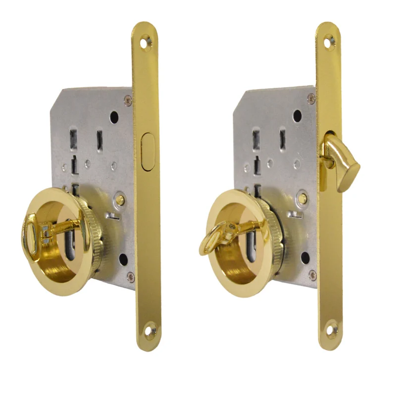 Set Porta Scorrevole Oro Lucido Con Chiave Maniglia Kit Porte Scorrevoli Con Serratura