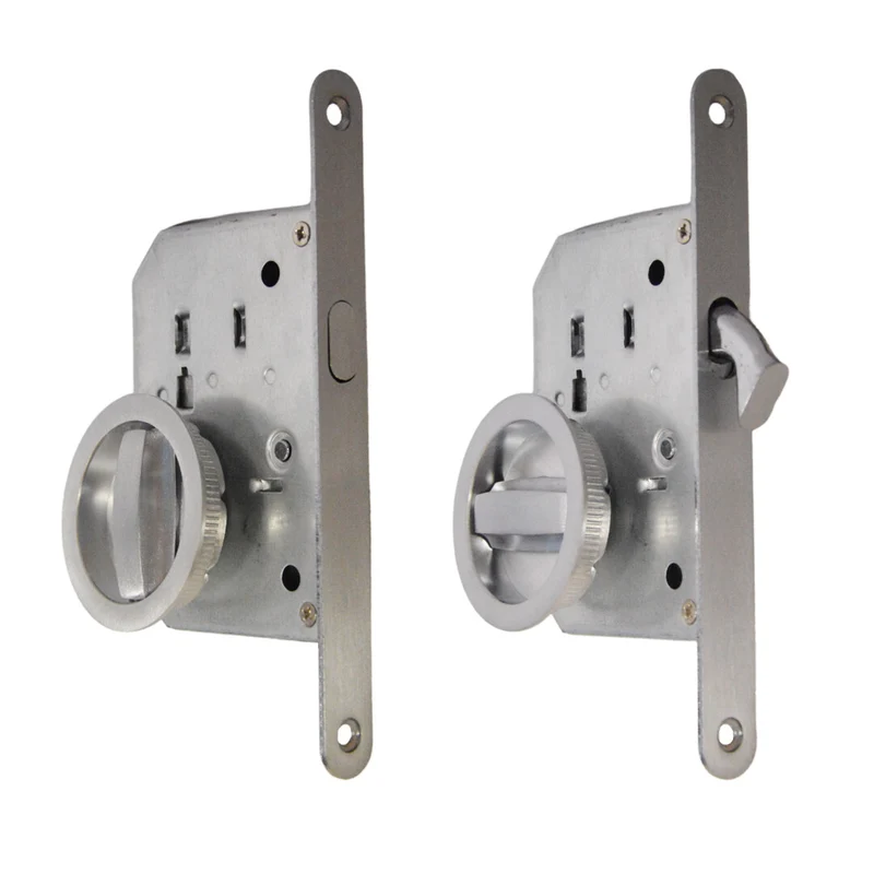 Set Porta Scorrevole Cromo Acciaio Satinato Maniglia Kit Porte Scorrevoli Con Serratura