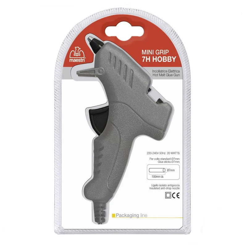 Pistola Incollatrice Per Colla A Caldo Mini Mm.7x100 Colla Termoindurente Maestri 20w