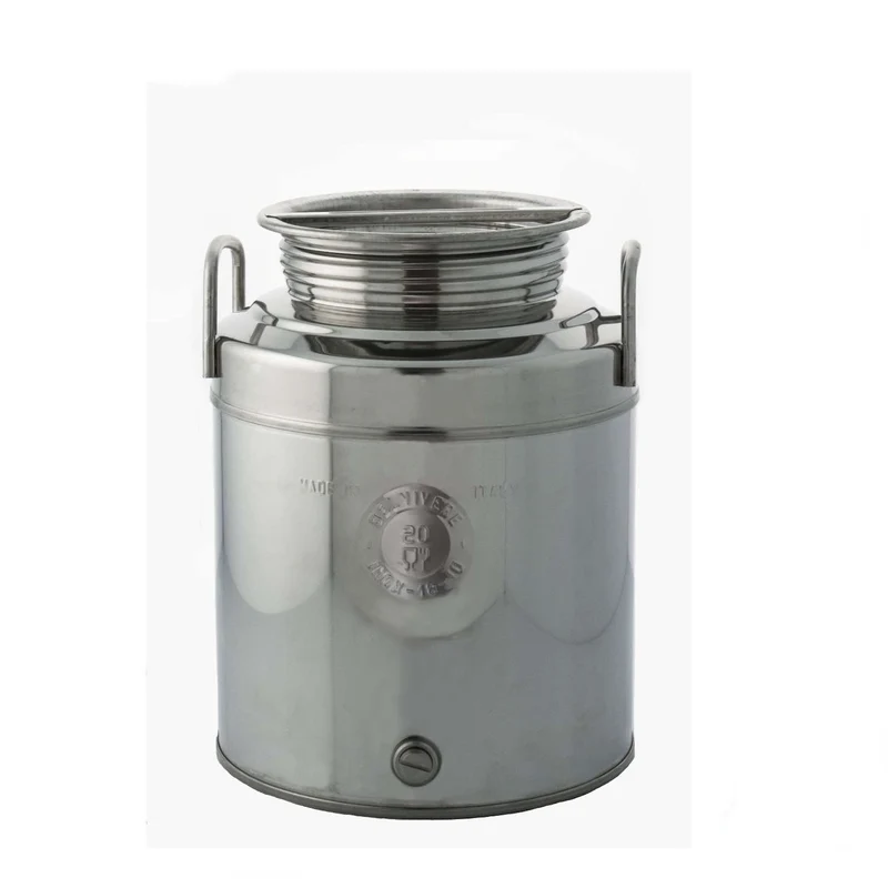 Contenitore Olio Acciaio Inox Fusto 20 Lt Cn Rubinetto Uso Alimentare Vino Miele