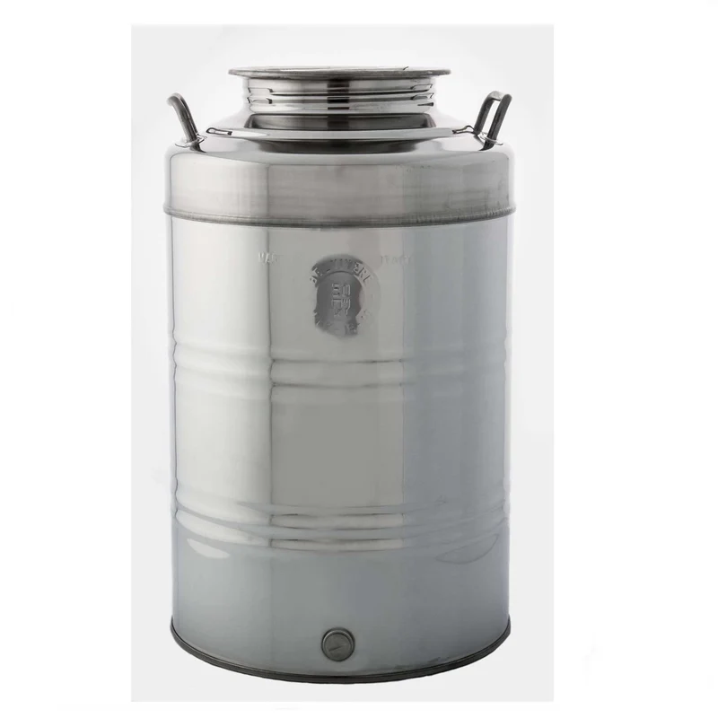 Contenitore Olio Acciaio Inox Fusto 50 Lt Cn Rubinetto Uso Alimentare Vino Miele