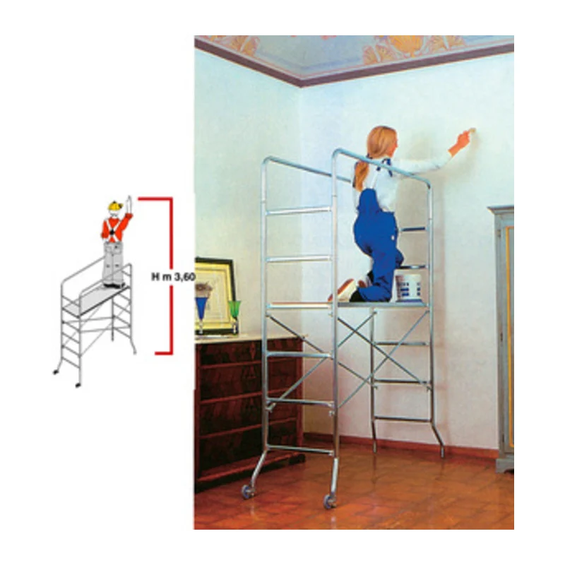 Trabattello Mini Ponteggio Super Trio Acciaio Zincato H Max 355 H Piano 190