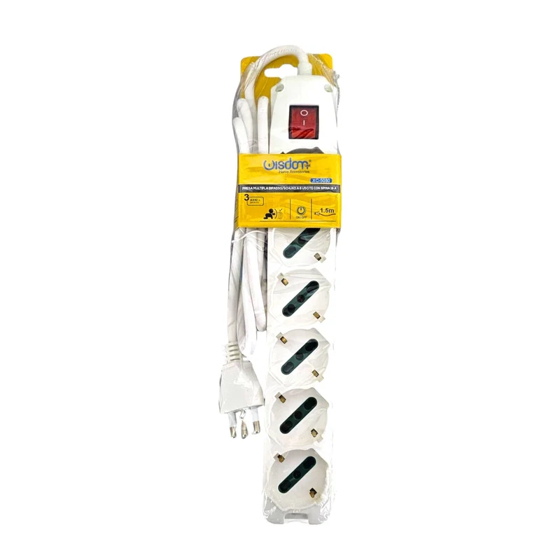 Presa Ciabatta Scarpetta Multipla Bipasso/Schuko A 6 Prese Uscite Con Spina 16 A