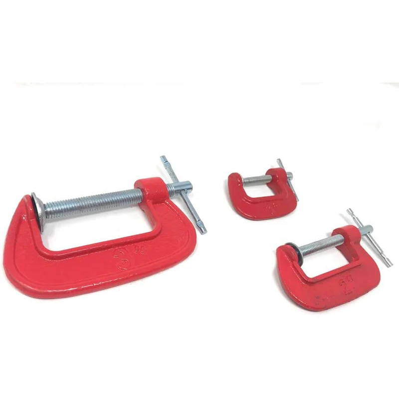 Set 3 morsetti a C in acciaio al carbonio per carpenteria e legno