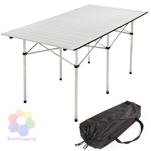 Tavolino Alluminio Pieghevole Mercatini Fiera Pesca Campeggio 140 Cm 70x70x140 Cm
